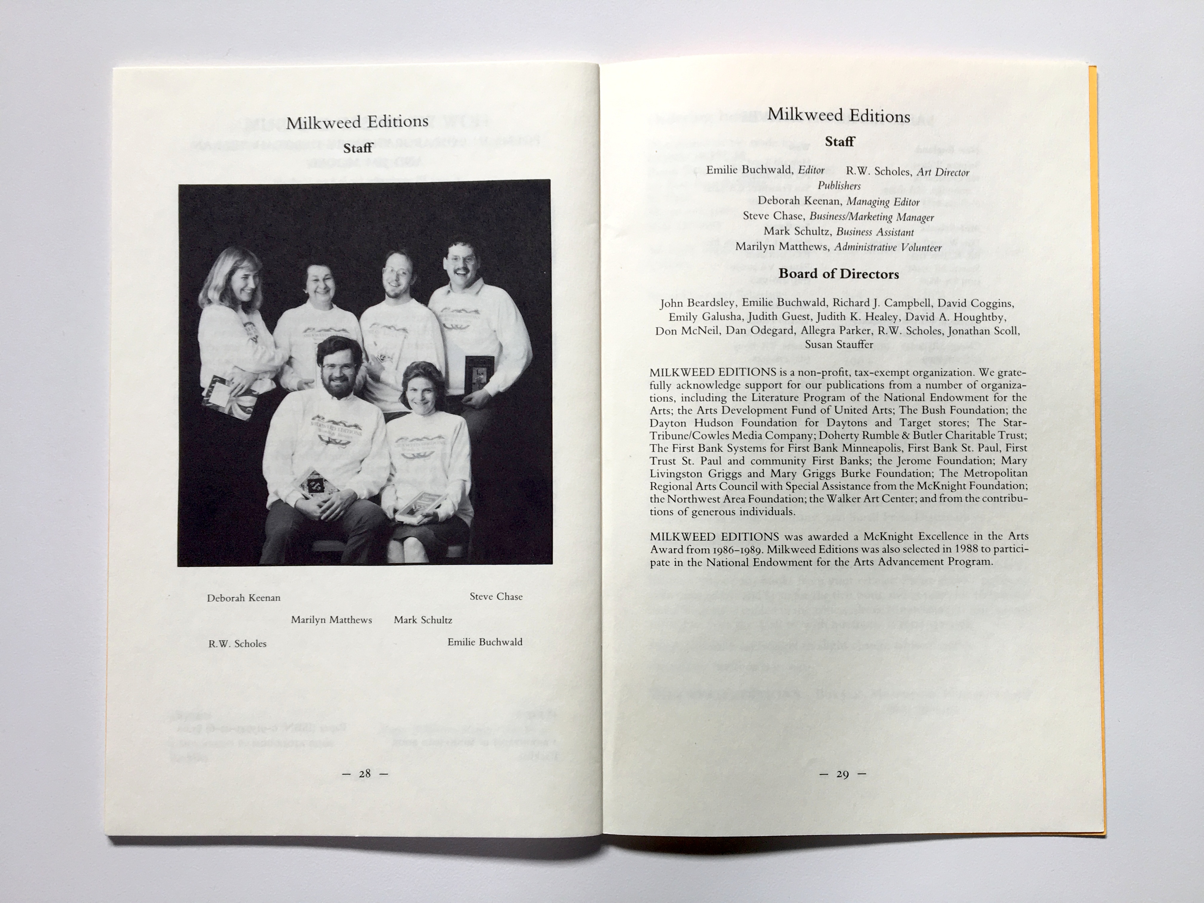 Milkweed Staff, 1988 | Milkweed Editions