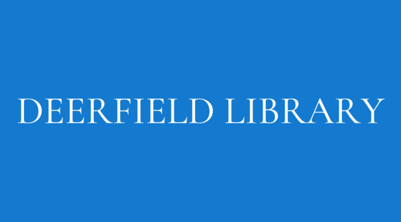This is a blue title page for the Deerfield Public Library.