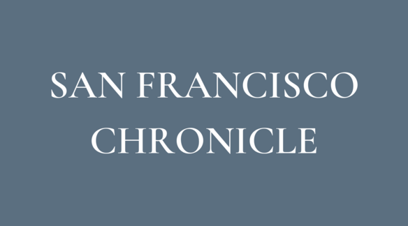 This is a blue-grey title page with white letters for the "San Francisco Chronicle".
